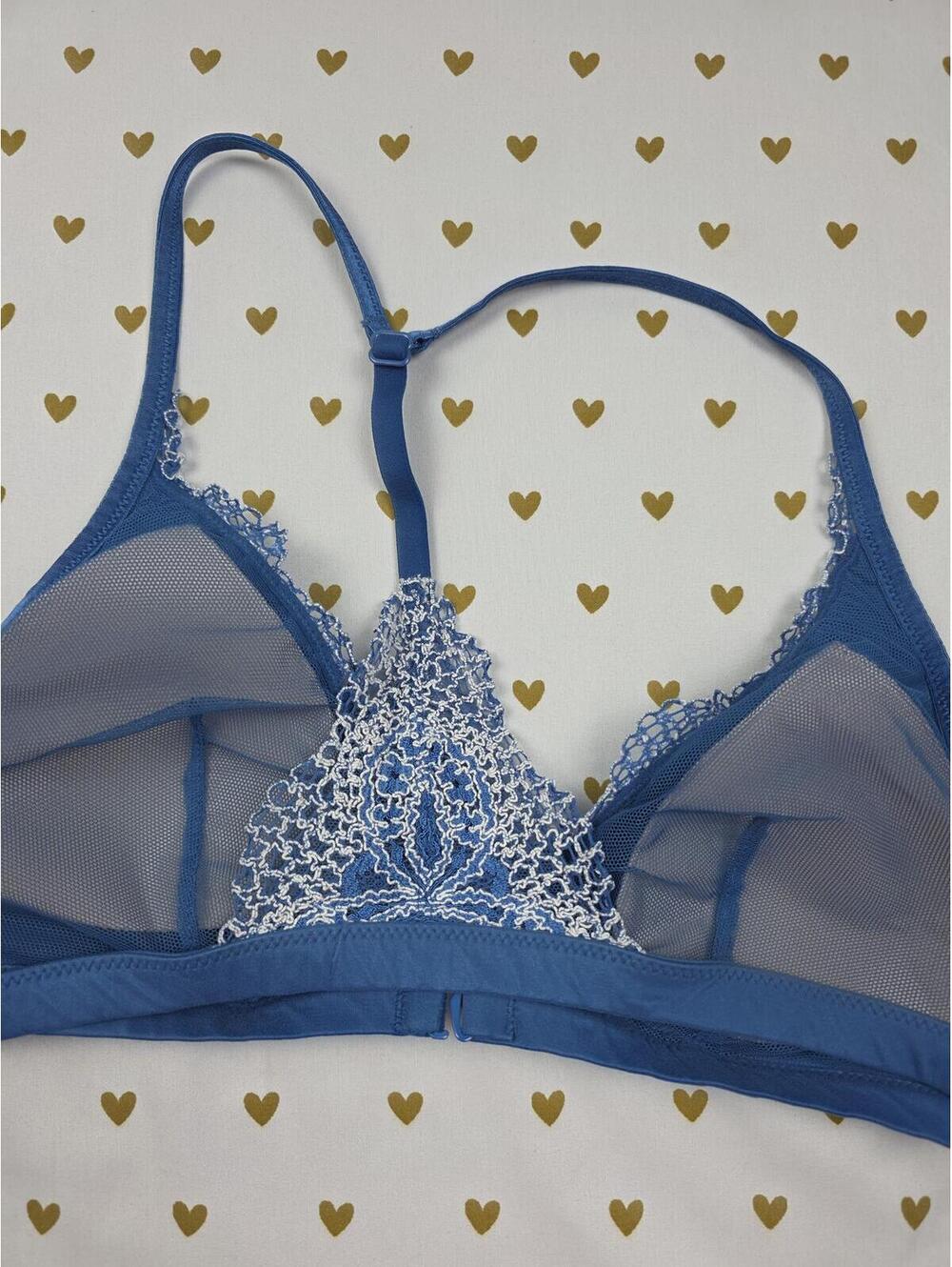 Victorias Secret Blue Lacey Triangle LARGE Bralette Bra Top Tank - Picture 3 of 4